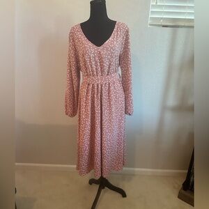 BloomChic Pink with White Hearts Midi Dress size 10